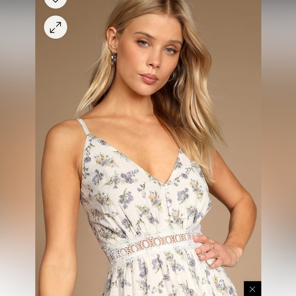 Lulus boho Fond of Frolicking White Floral Print Seersucker Maxi Dress - Picture 5 of 9